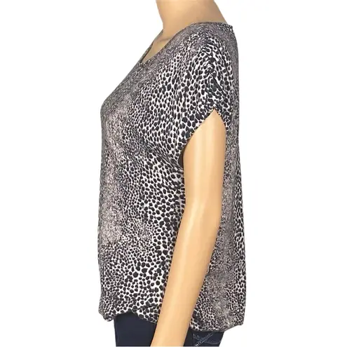 Talbots  black and brown Cheetah Print lightweight cap sleeve sweater Medium EUC