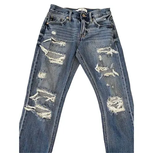 KanCan Destroyed Distressed Jeans 1/24 Straight Leg Denim Everyday Casual Blue Size undefined