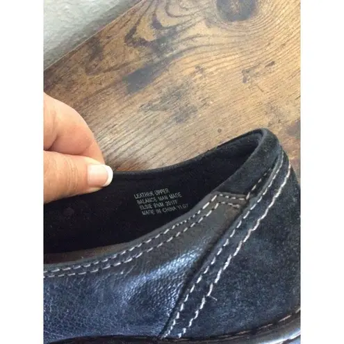 Earth Origins Size 9.5 Leather Slip On Elsie VNC Loafer Womens Black Welltek