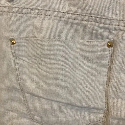 MET women's size 29 lightweight linen blend gold studded beige casual pants