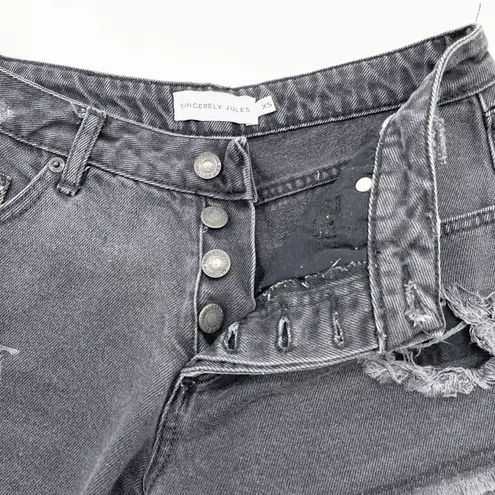 Sincerely Jules Denim Shorts Womens XSmall Distressed Grunge Street Festival Black Size XS