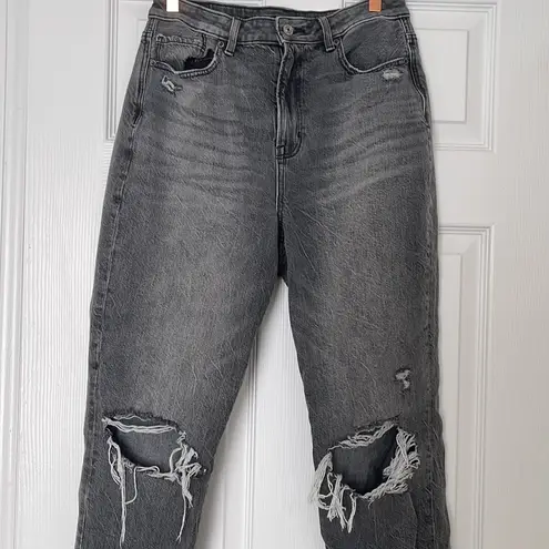 American Eagle grey highest rise mom jean