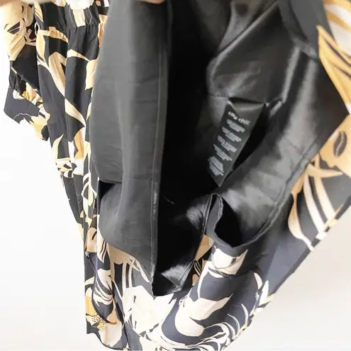 City Chic Yellow Black Floral Midi Cold Shoulder Midi Dress