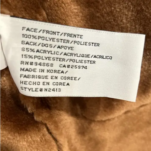 Bernardo Faux Suede & Fur Lined Jacket Coat Brown Size Large