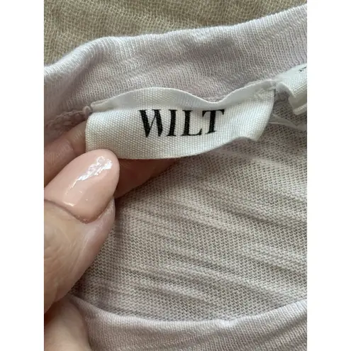 Wilt Womens Double Dip Tee Small Pink Cotton Short Sleeve Slant Hem Shirt USA