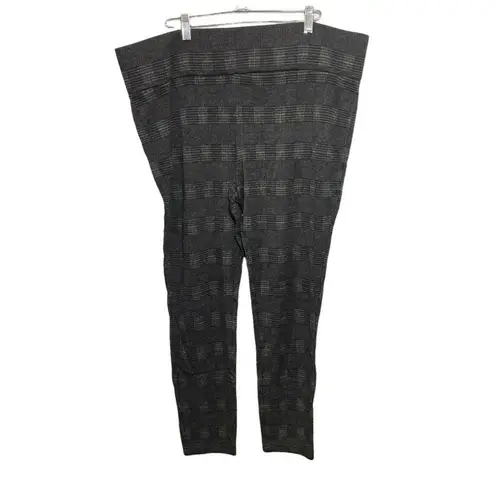 Tahari Women's Pants Window Pane Glen Plaid Dark Gray Size XXL 2XL Stretchy Skin