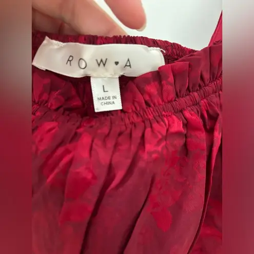 ROW A Dress Junior's L Red Floral Print Square Neck Fit & Flare Short Sleeves Size undefined