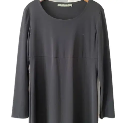 Y2K 90s Vintage Long Sleeve Shift Column Maxi Dress Minimalist Evening Goth Vamp Size M