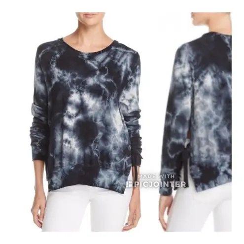 Pam & Gela NWT Tie Dye Tie Side Sweatshirt Black P Blue Open Side Athletic