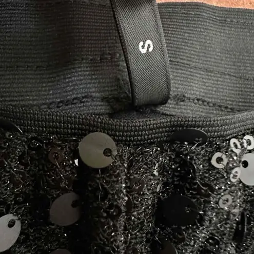 CALZEDONIA Black Sequin Elastic Waistband Wide Leg Pants Size Small