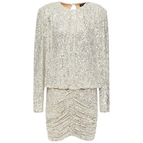 Retrofête Gold Flynn ruched sequined tulle mini dress size L