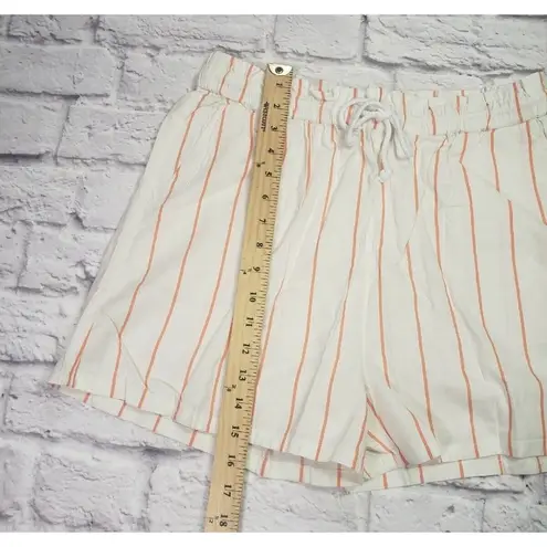 Abound  Womens Size Medium Ivory Coral Nancy Stripe Pull On Pocket Shorts