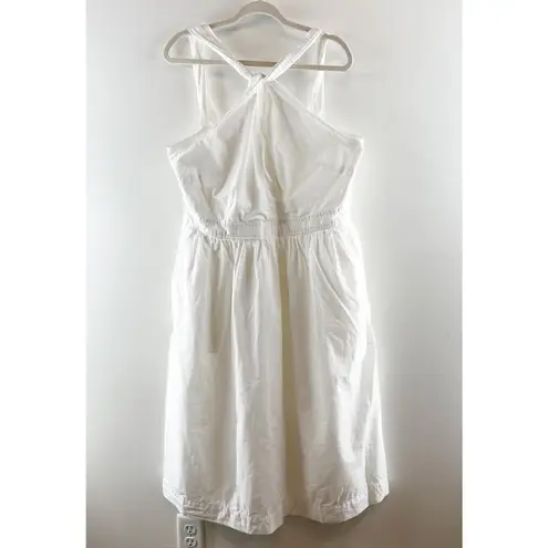 Free Assembly Cotton Sleeveless Halter Neck Fit & Flare Midi Dress White XL