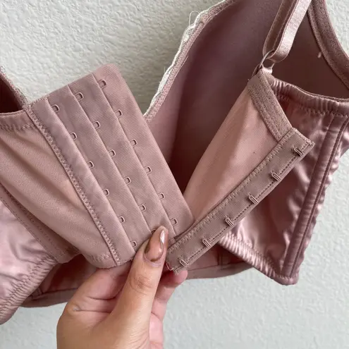 PARFAIT Light Pink Satin White Lace Trim Fem Girly Bustier Corset Bralette Top Size XL