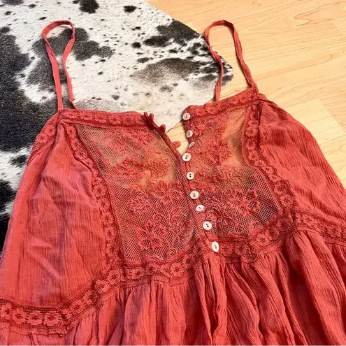 Free People  NWOT Still‎ the One Lace Trim Cotton Bodysuit Size Small