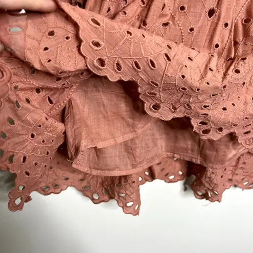 Ultra Pink Eyelet Embroidered Ruffle Skirt