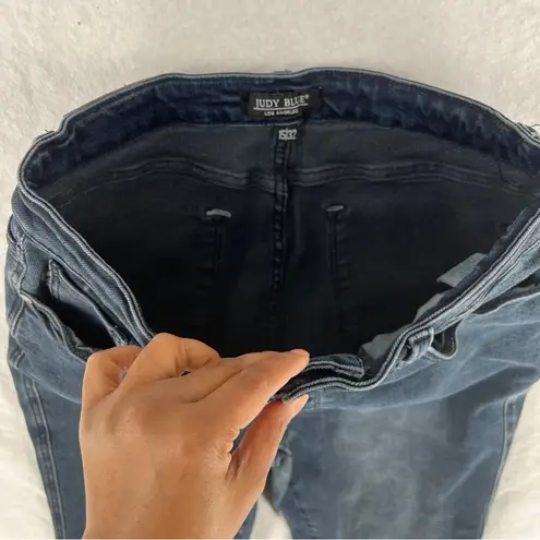 Judy Blue Best Day Button Fly High Rise Straight Leg Jeans Stretch Cutoff Hem 32