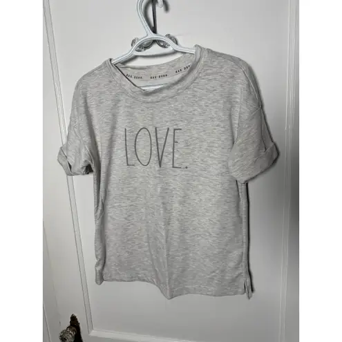 Rae Dunn Rae Dun Gray Boxy Short Sleeve Graphic Love T-shirt Women's Size Small