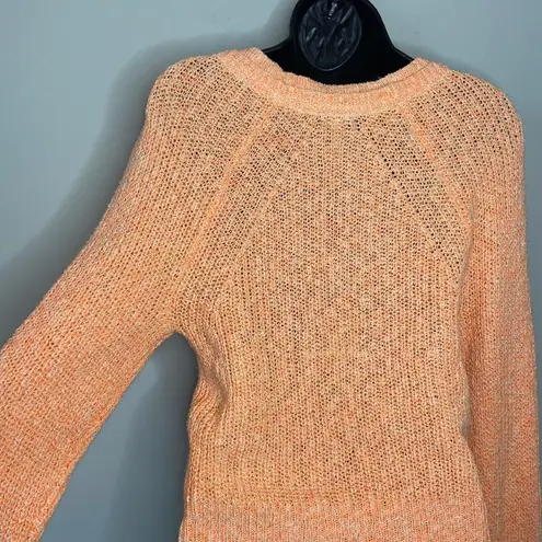 Free People  Electric City Tangerine Crewneck Knit Crochet Sweater Size XS