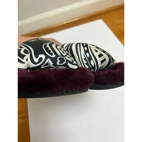 La DoubleJ Furry Slides Fauve in Twill Sz. 7 Red