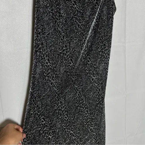 Planet Gold Black Silver Animal Leopard Print Sleeveless Midi Sheath Dress XL
