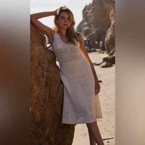 Minnie Rose NWT Cotton Sleeveless Open Stitch Dress Size Medium