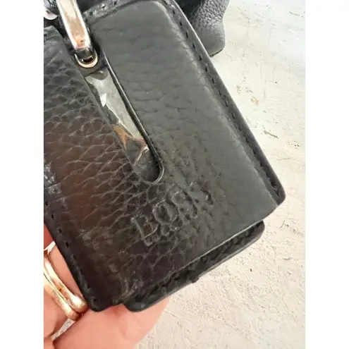 Hugo Boss BOSS Leather Braided Top Handle Medium Duffle Handbag Black