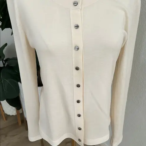 Balenciaga Cream Snap front Cardigan, Size XL, NWOT.