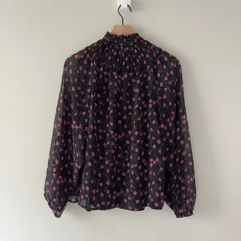 Elizabeth and James Smocked Mock Neck Long Sleeve Top Floral Tank Lined Pattern