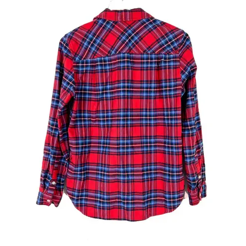 J. Crew Mercantile Plaid Shirt Jacket Shacket 1/2 Zip Pullover Size XS EUC L1001 Red