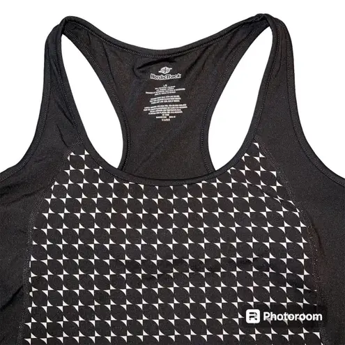 Nordic Track Womens Tank Top Shirt Workout Athletic Built In Bra Houndstooth Black Size L
