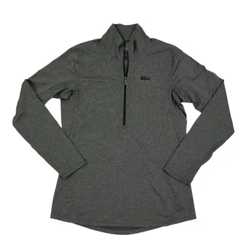 REI Half Zip Base Layer Top Women M Mini Stripe Comfort Outdoor Casual Athletic Gray Size M