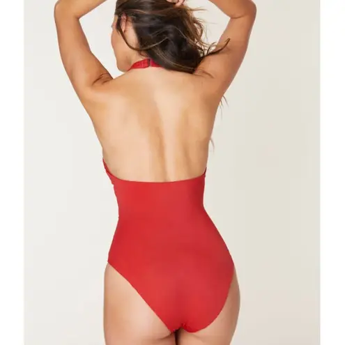 NEW Andie Size XL The Luzon One Piece Swimsuit Chili Pepper Halter High Neck Red