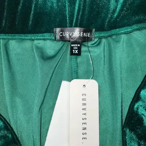 Curvy Sense Green Velvet Joggers NEW Size 1X Green