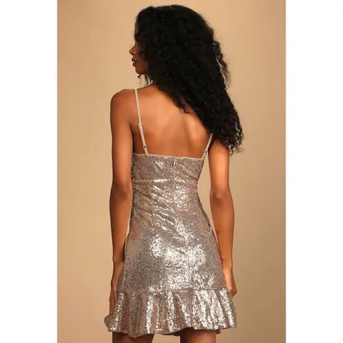 Lulus Glam Ma'am Gold Sequin Bodycon Mini Dress Women’s Size Medium Bridal Party