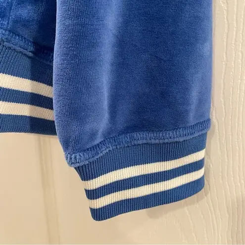 Humility Y2K Style Retro Blue Velour Track Jacket Varsity Stripe Bomber Zip XL