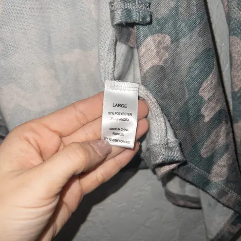 Jaclyn Intimates Gray Camouflage Flyaway Cardigan Size Large