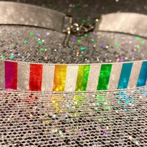 Handmade Gay Pride Rainbow Choker Necklace Holographic LGBTQ Jewelry Y2K Kawaii Lolita