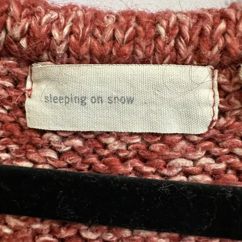 Sleeping On Snow Chunky Knit Red Hooded Cardigan Large Button Down Anthropologie - Image 7
