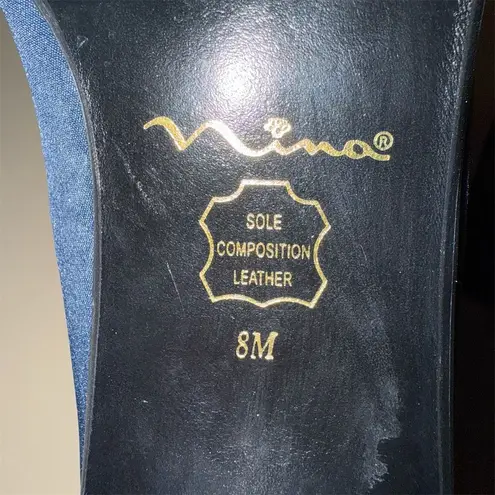 Nina Women's Blue Satin Block Heels Size 8M Formal Y2K 90s