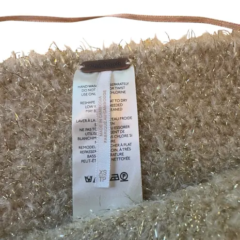 Free People Nova Metallic Gold Fuzzy Knit Bolero Shrug XS Rare Sold Out in EUC