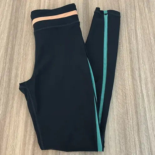 The Upside Navy Striped Athletic Leggings Size 8 Blue