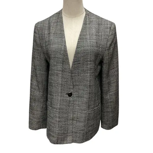 Barclay Square Women's Sz 10 Plaid Flecked Wool Silk Blazer Jacket Career Office Gray