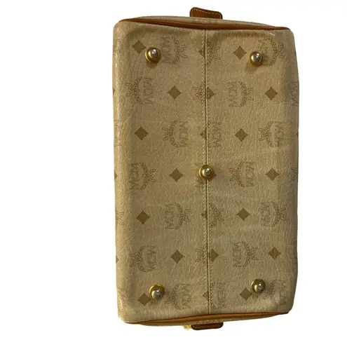 MCM Rare Tan Color Monogram Visetos Boston Bag