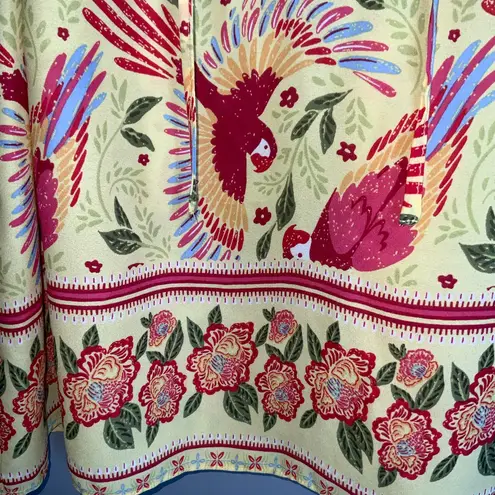 Rachel Roy Red &Yellow Colorful Parrot Print Short Ruffle Sleeve Blouse Large Green Size undefined