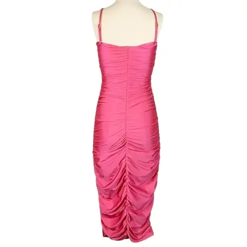 H:ours HOURS Shelby Sleeveless Cut Out Ruched Midi Dress Pink Size Small