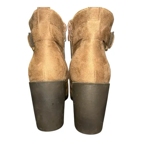 Top Moda Tan Chunky Heel Ankle Booties