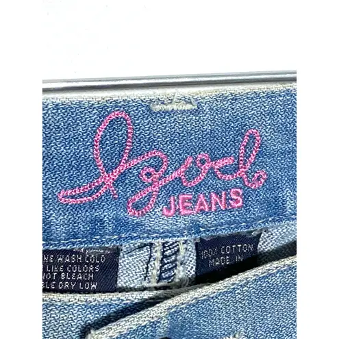 IZOD Distressed Bootcut Jeans Womens 16 Pink Green Ripped Y2K Grunge Boho NWT