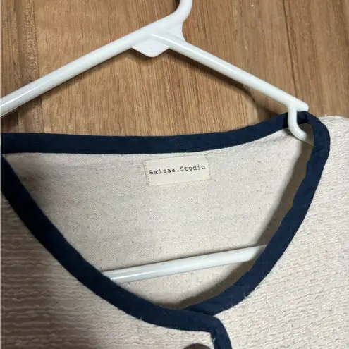 Saisaa studio women’s Cream and Navy Button