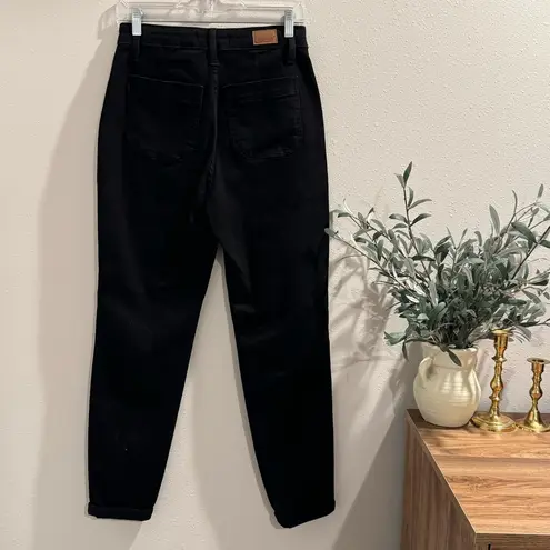 Judy Blue Women's Black High Waisted Double Roll Cuff Jogger Jeans 3/26 Comfy
